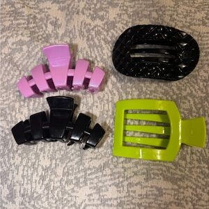 Teleties Hair Clips in Pink, Black, and Green